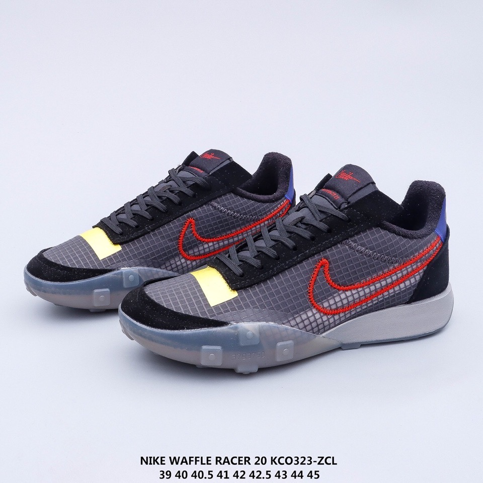 2020 Nike Waffle Racer 20 KCO Black Grey Red Running Shoes